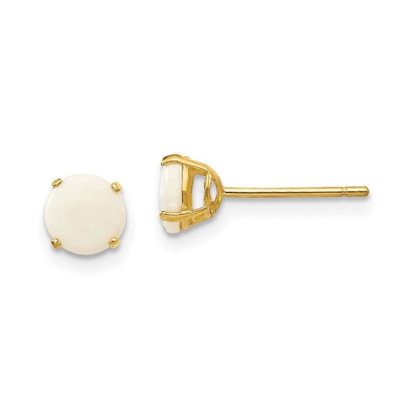 14k Yellow Gold Madi K Children's Jewelry Round Opal 5mm Post Earrings
